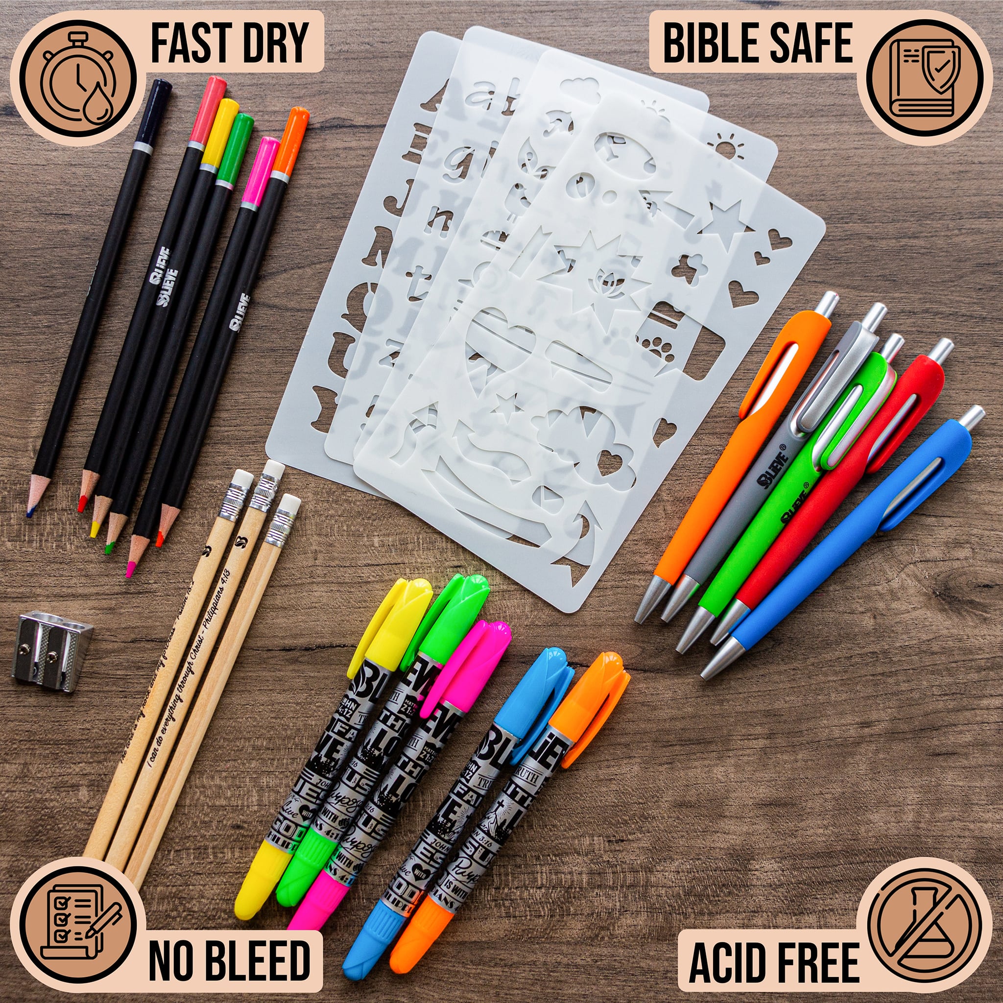 Bible Highlighters and Pens No Bleed, 22 Pack Bible Journaling Kit, 12  Colors Ge