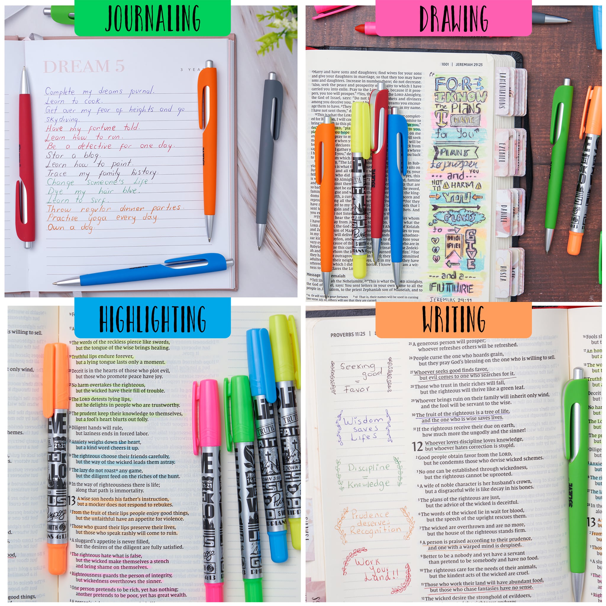 Mr. Pen- Bible Pages Kit, Journaling Supplies- Highlighters and Pens No  Bleed, Bible Study Journal