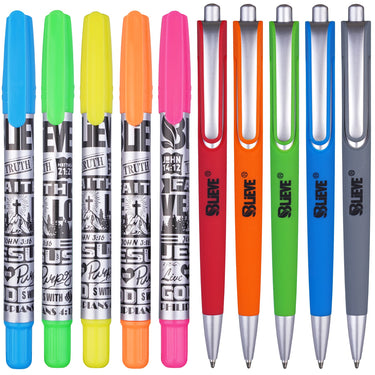 Blieve- Bible Highlighters and Pens No Bleed Through, Bible Verse Dry Highlighter and Pens Fine Tip, Bible Journaling Supplies and Bible Study Kit (10