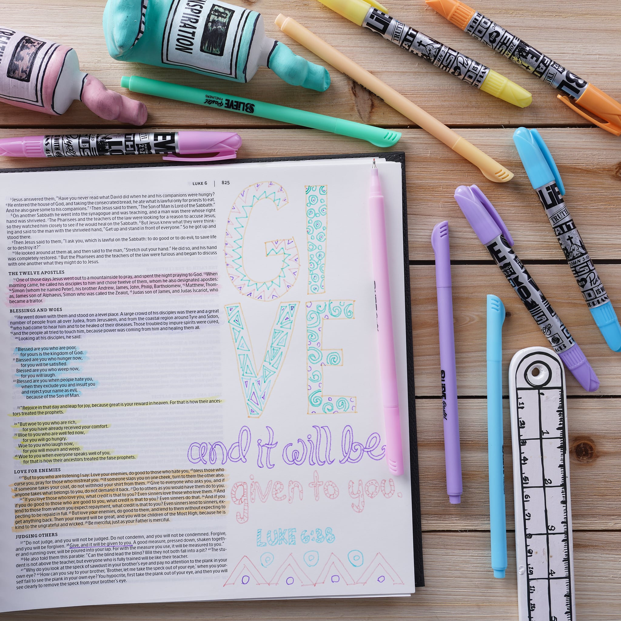 Blieve- Bible Study Kit Pastel Edition with Bible Highlighters and Fineliners, Pastel Highlighters No Bleed Through, Amazing Gel
