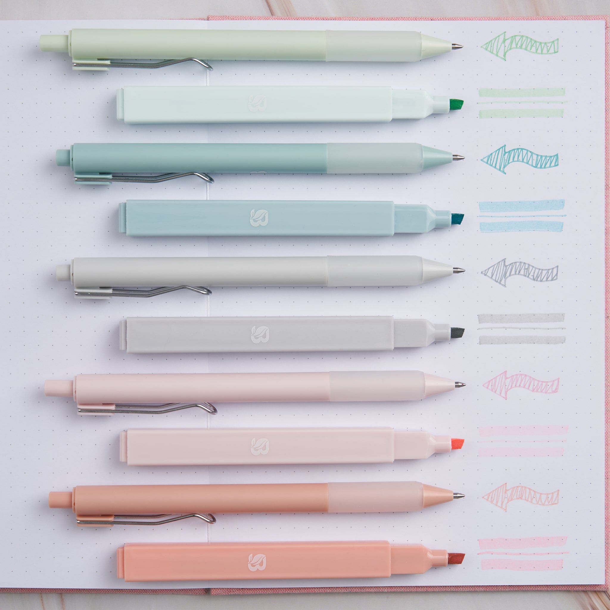 Blieve - Aesthetic Highlighters and Gel Pens with Soft Ink and Tip, No Bleed Dry Fast Easy to Hold, for Bible Journaling Planner Notes School Office